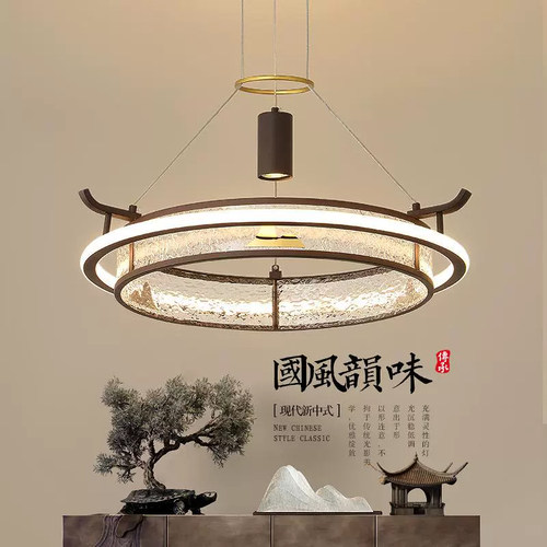 新中式圆形客厅吊灯现代环形餐厅