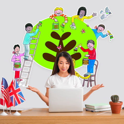 牛津阅读树英文绘墙异形背胶贴纸