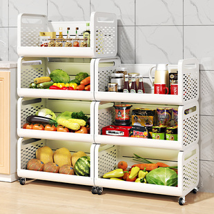 厨房菜篮子置物架多层落地可移动放水果蔬菜收纳家用多功能小推车