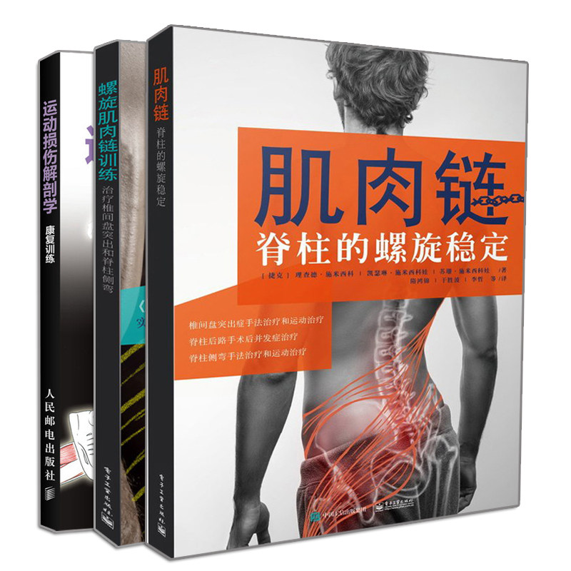肌肉链 脊柱的螺旋稳定+螺旋肌肉链训练 治疗椎间盘突出和脊柱侧弯+运动损伤解剖学康复训练 3册 慢性背痛椎间盘突出脊柱康复书籍