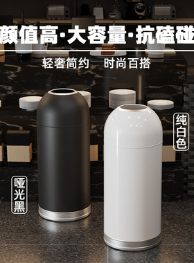 垃圾桶商用大容量大号不锈钢子弹头圆形创意商场餐饮奶茶店咖啡店