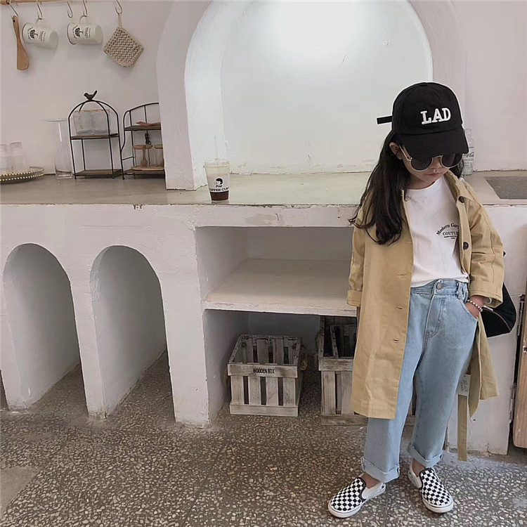 봄과 가을에 남학생과 여학생을 위한 아동용 중간 길이 윈드 브레이커 새로운 한국 스타일 캐주얼 재킷 멋스럽고 다재다능한 트렌디한 아우터