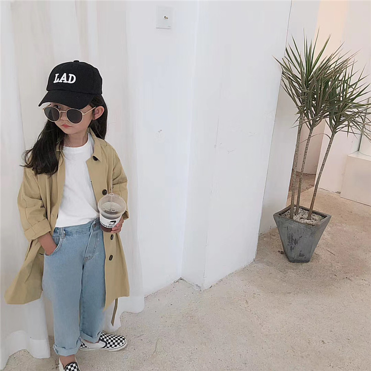 봄과 가을에 남학생과 여학생을 위한 아동용 중간 길이 윈드 브레이커 새로운 한국 스타일 캐주얼 재킷 멋스럽고 다재다능한 트렌디한 아우터