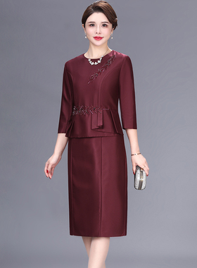 婚礼妈妈春季礼服高端喜婆婆婚宴装气质时尚结婚丈母娘显瘦连衣裙