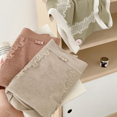 秋冬暖暖裤！蕾丝罗纹无痕边2026年新款内裤女高腰蚕桑丝抑菌包臀