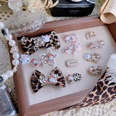 MiKi宠物发夹秋冬新品 咖啡豹纹KT系列马尔济斯狗狗发夹发卡狗头饰