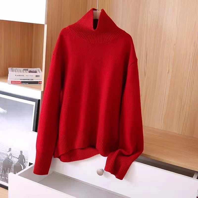 LB设计款超值！  明星同款高领堆堆领山羊绒套头羊绒衫纯色简约潮
