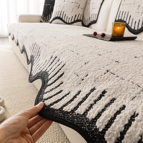 冬季毛绒异形沙发垫高级感2025新款一片式直排防滑皮沙发坐垫盖布