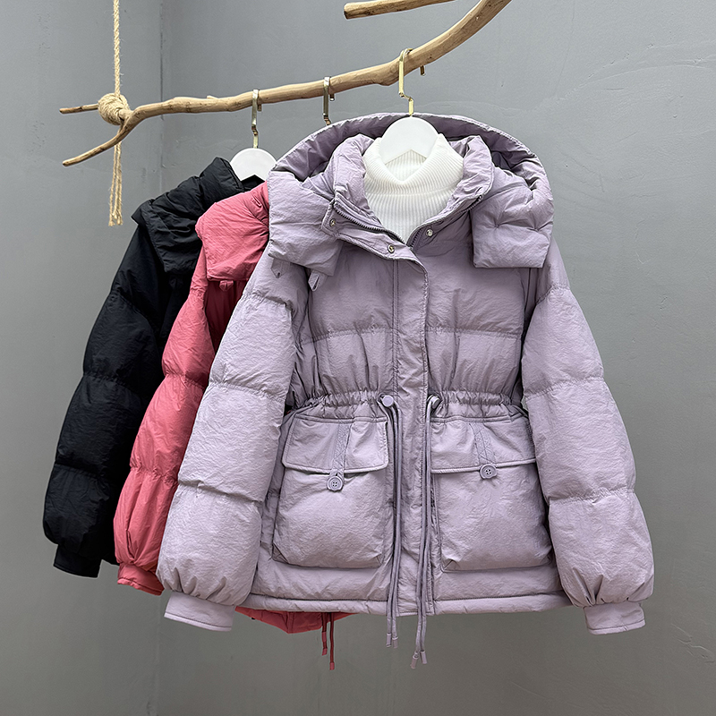 收腰显瘦小个子羽绒服女中长款