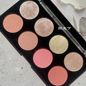 英国makeup revolution8色腮红盘珠光哑光蜜桃橘裸粉红高光修容