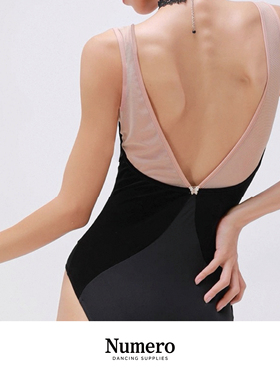 Numero成人专业训练优雅丝绒植绒高级芭蕾练功连体服