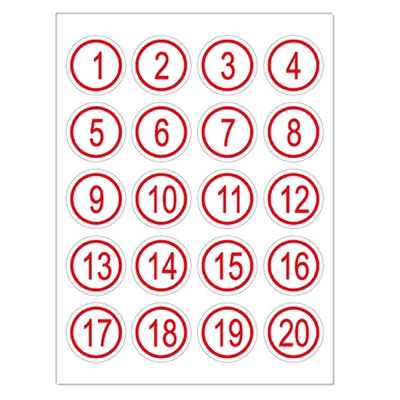 直径2cm圆形数字号码贴纸