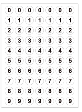 1cm圆形0-9数字编号贴纸