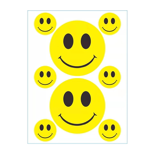 5cm红黄蓝绿粉色大号笑脸贴纸哭脸平脸脸部表情背胶可贴衣服小学生舞台活动分组奖励惩罚标签贴笑脸奖励贴纸