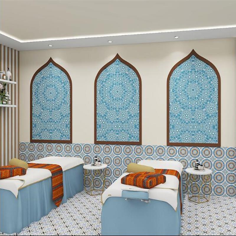 3d复古摩洛哥风格建筑宫殿墙纸东南亚花纹图瑜伽馆墙布壁布壁纸