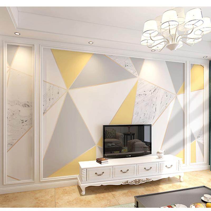 电视背景墙壁纸现代简约客厅北欧几何大理石卧室壁画墙布墙纸壁布