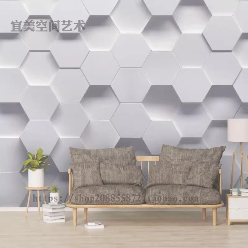 3d立体客厅电视背景墙壁布定制壁画现代墙纸抽象艺术壁纸几何墙布
