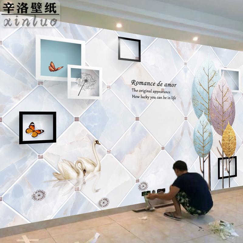 北欧8d大气奢华电视背景墙壁纸5d壁画墙布装饰简约客厅3d高端墙纸