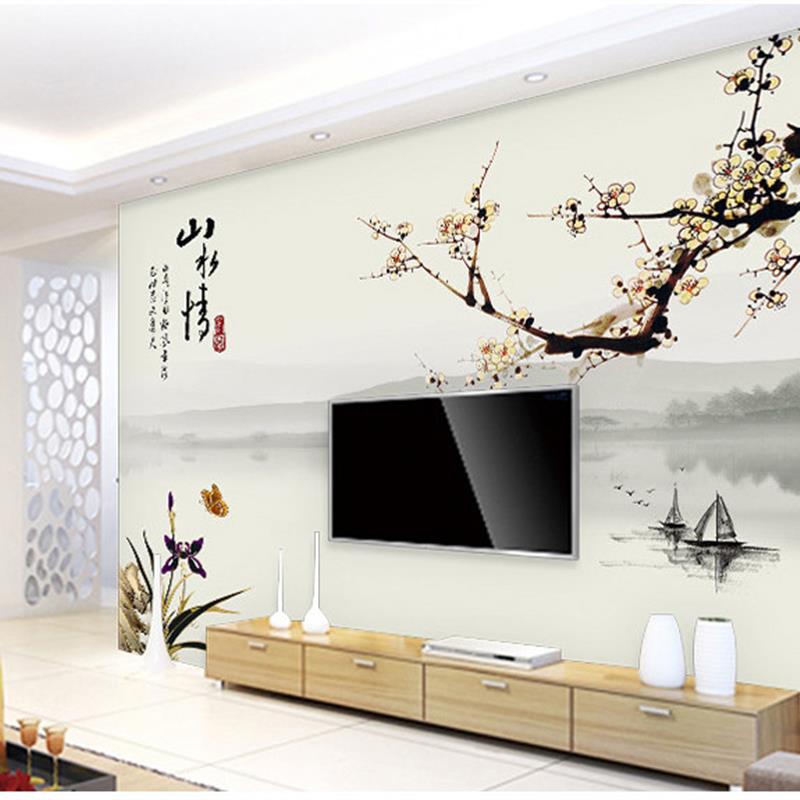 3d立体电视背景墙面装饰壁纸墙壁布客厅卧室沙发无缝花鸟墙纸壁画