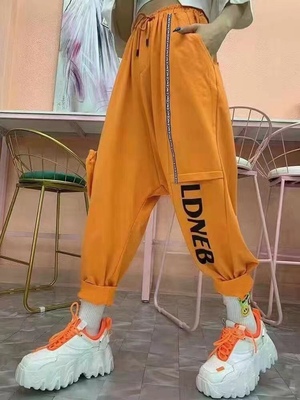 新款春夏季欧货哈伦裤 个性张扬 字母拉链口袋设计