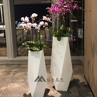 办公区组合花箱 不锈钢金属花盆 酒店 商场 几何花箱