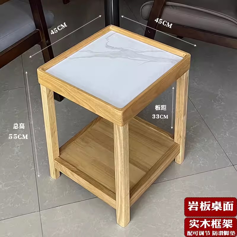 实木原木色麻将机茶几岩板角几方形麻将馆棋牌室茶楼麻雀房茶水架图片