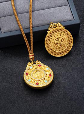 复古民族风黄财神沙金吊坠