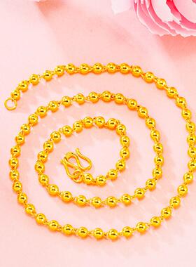 加重款实心黄金光珠项链