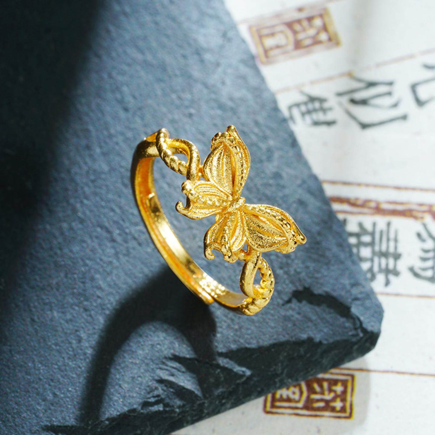 新中式越南沙金戒指复古掐丝蝴蝶指环女宫廷风久不掉色首饰品,饰品/流行首饰/时尚饰品新,戒指/指环,淘宝优惠券,粉丝福利购,淘宝优惠卷