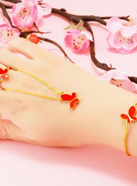 韩版红蝴蝶镀金饰品套装