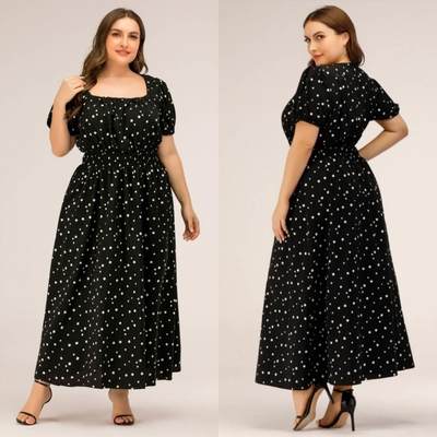 Women Summer Dresses Fat Lady Dot printed Dress 大码女裙夏季