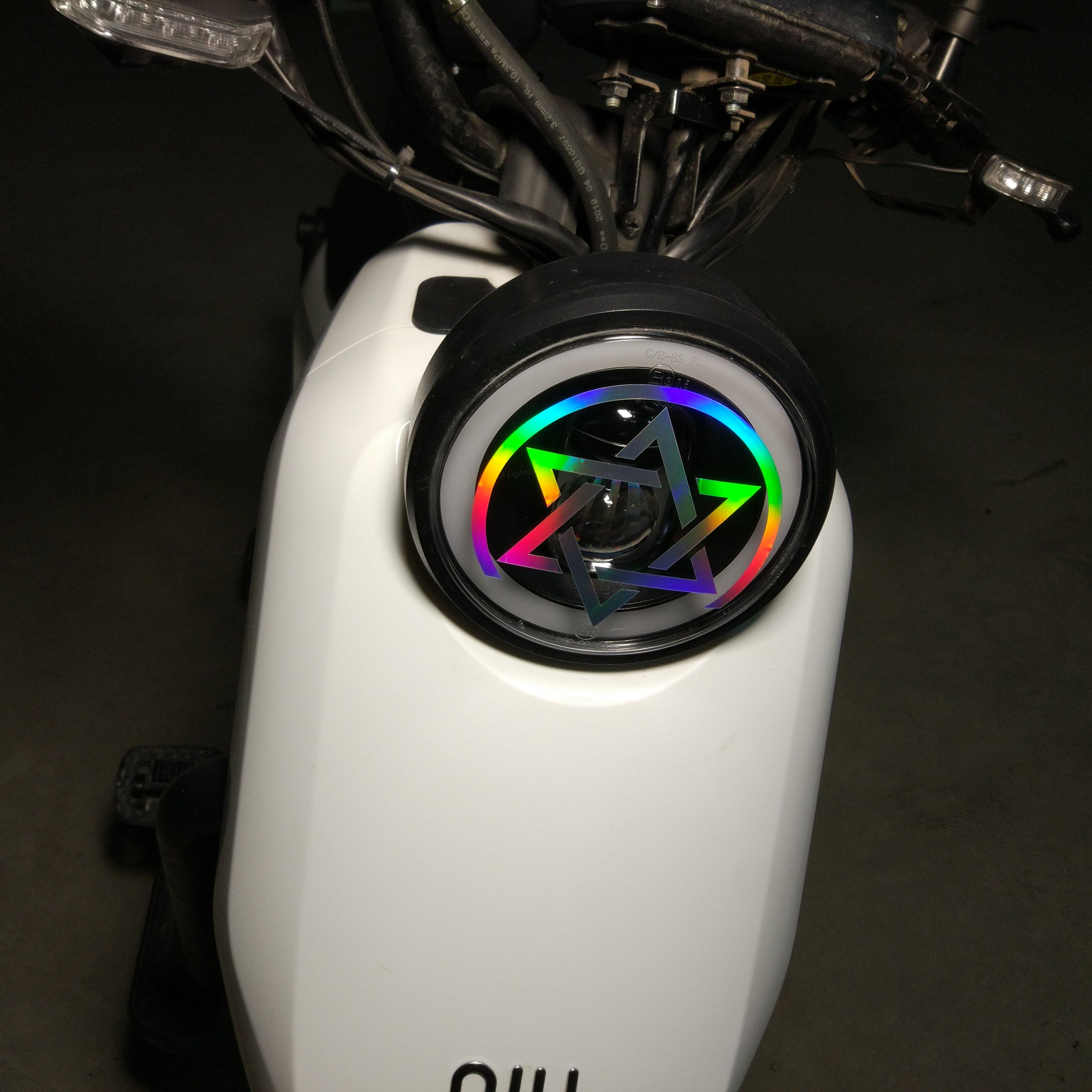 电摩创意大灯贴纸六芒星镭射小牛u  u1 m 大灯贴花电车通用
