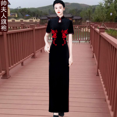 贵夫人优雅金丝绒演出走秀旗袍裙