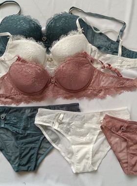 B21-24半杯薄款文胸内衣胸罩bra断码大胸显小bra套装一套二分之一