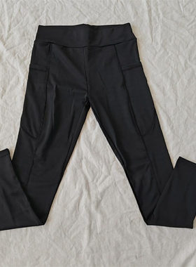 D43-13女式紧身黑色运动瑜伽跑步锻炼健身长裤九分裤弹力春秋