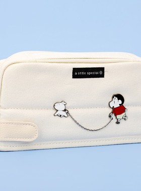 日本KOKUYO国誉笔袋HACO一米新纯可站立式文具袋日系大容量多功能男初高中生帆布铅笔盒女简约双层帆布复古色