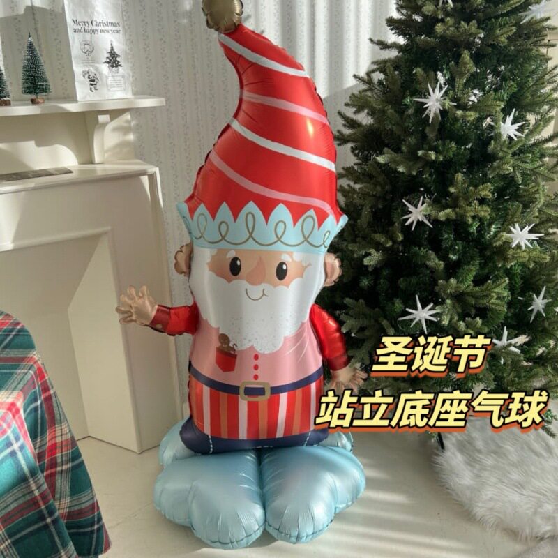 圣诞节气球树站立汽模铝膜道具拍照圣诞老人精灵姜饼人门店装饰品