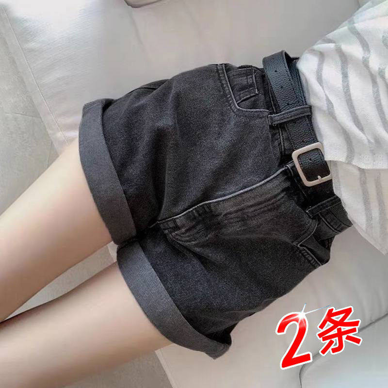 买一送一牛仔短裤女2022夏季新款辣妹高腰显瘦宽松a字热裤子潮