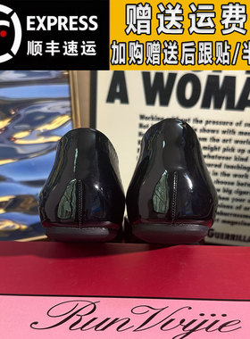 rv黑色漆皮中空凉鞋女方扣2025夏季一脚蹬方头休闲chips平底鞋女