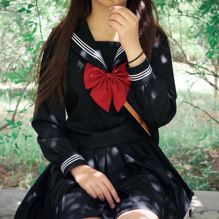 日系水手服女黑色白三本jk制服韩版长短袖不良少女