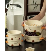 分层水果盘客厅茶几家用2025新款 可爱创意零食干果多功能收纳篮