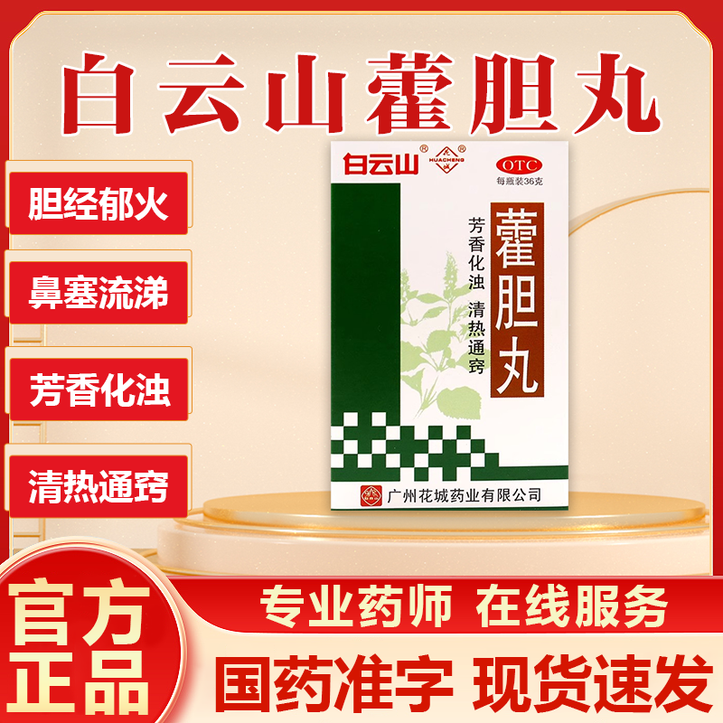 白云山藿胆丸36g鼻炎胆经郁火鼻塞流涕头痛霍胆丸清热通窍化浊XX