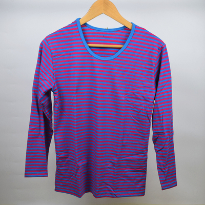 纯棉秋衣圆领中老年条纹秋衣