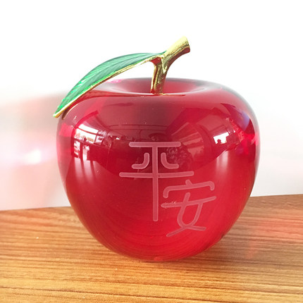 定制礼品玻璃水晶苹果生日婚庆送朋友客户室内装饰小摆件镀金爱心