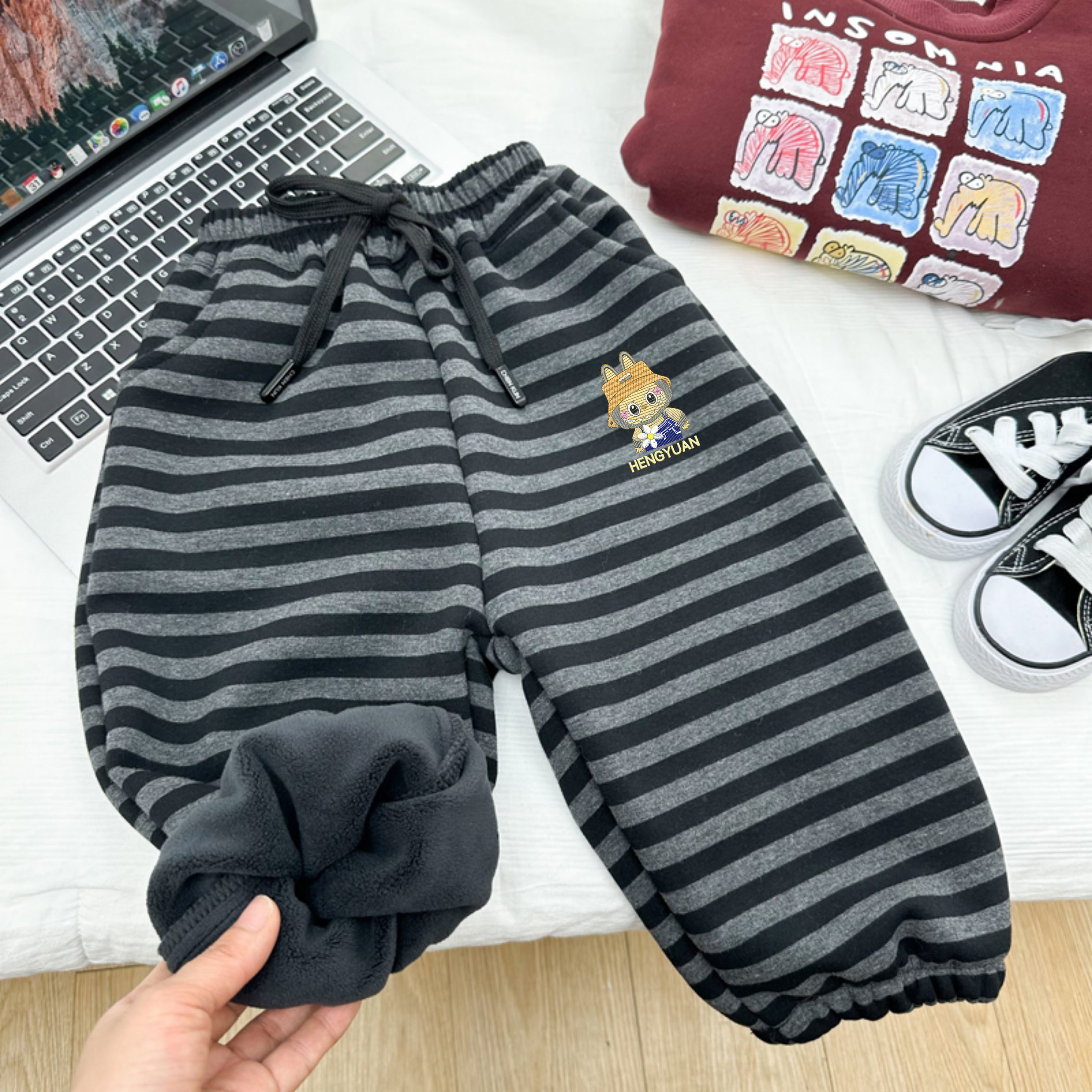 男女童秋冬加绒裤子儿童一体绒加厚洋气巨好看条纹百搭卫裤运动裤,童装/婴儿装/亲子装,裤子,淘宝优惠券,粉丝福利购,淘宝优惠卷