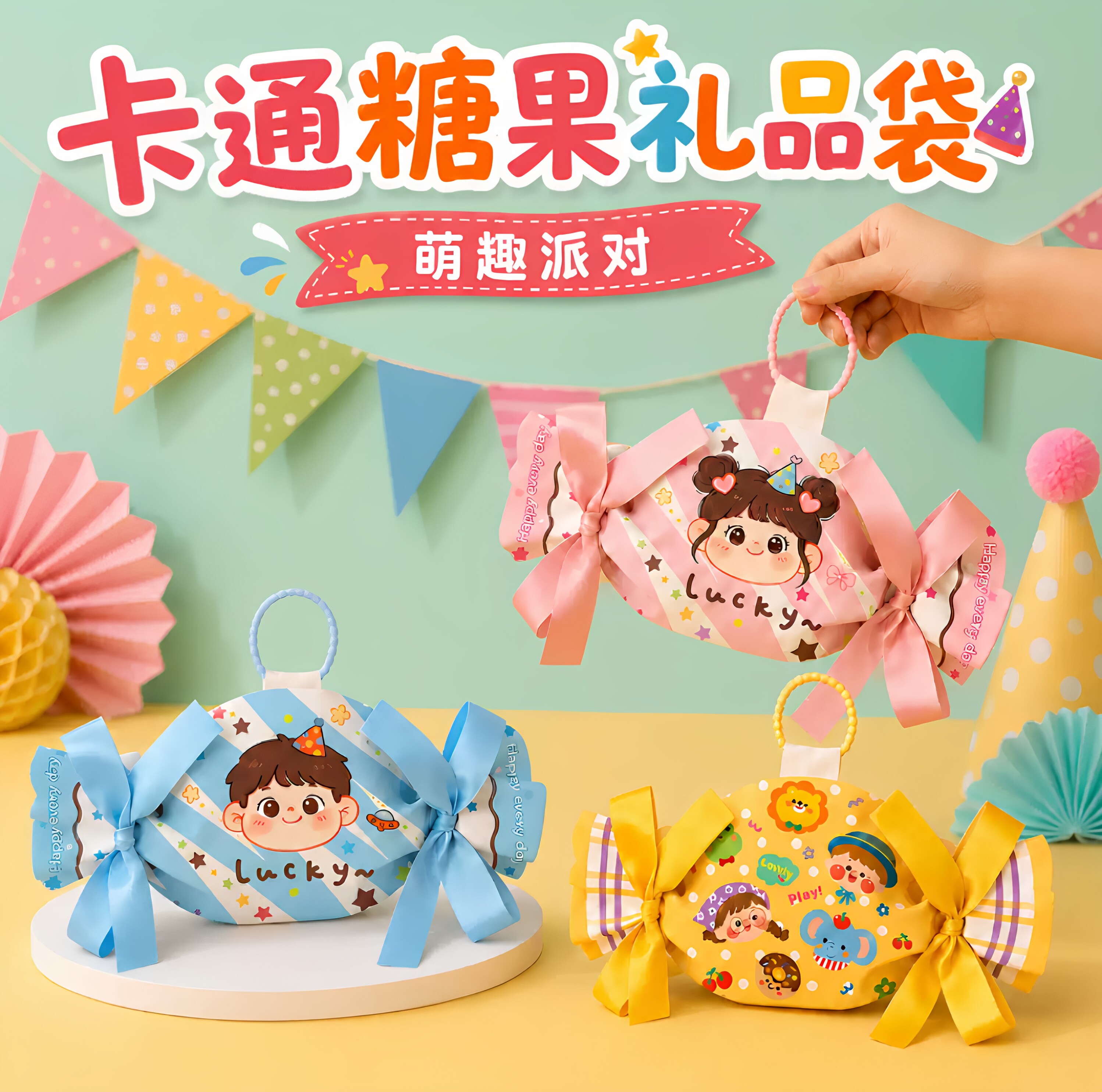 幼儿园开学零食袋糖果袋宝宝宴伴手礼手提袋生日回礼红包袋小布袋