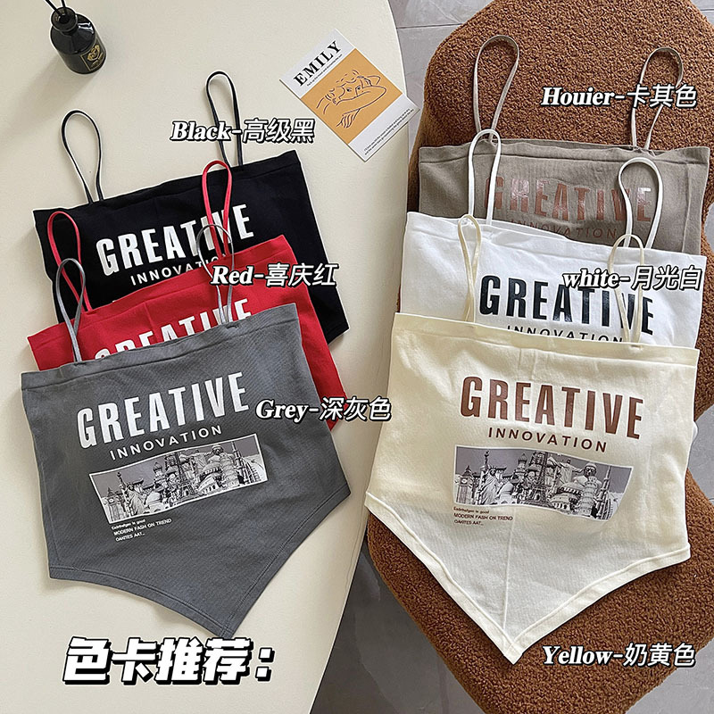 不规则吊带美背带胸垫一体式背心防走光透气打底内搭无痕裹胸抹胸