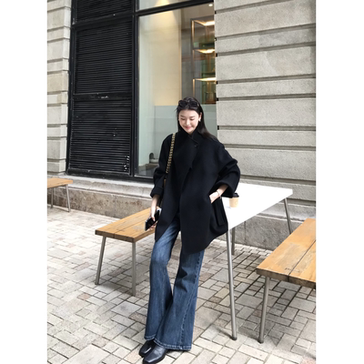 100%羊毛双面呢大衣羊绒毛呢外套