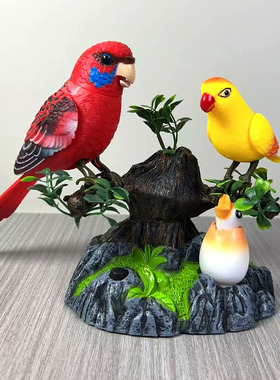 仿真声控小鸟摆件玄关电视柜