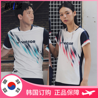 2025新款 VICTOR维克多韩国羽毛球服上装 男女款渲染拼色速干短袖